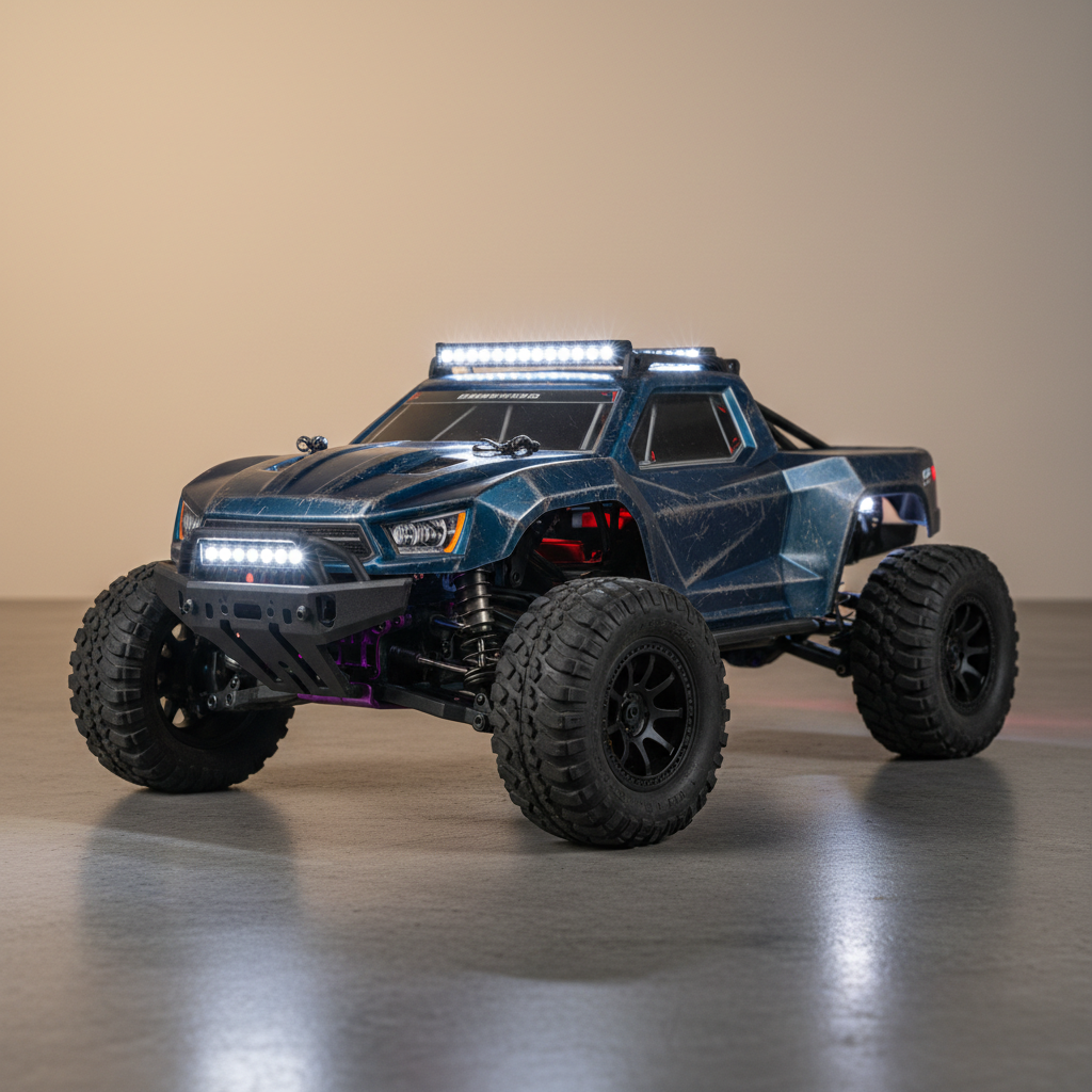 Fully upgraded RC basher truck with LED lights