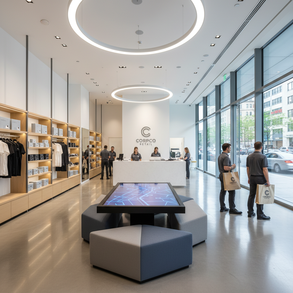 Retail store interior with product displays