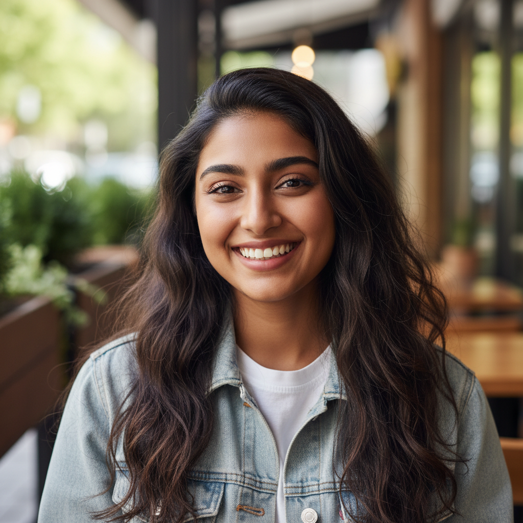 Priya Mehta smiling Indian woman food blogger portrait