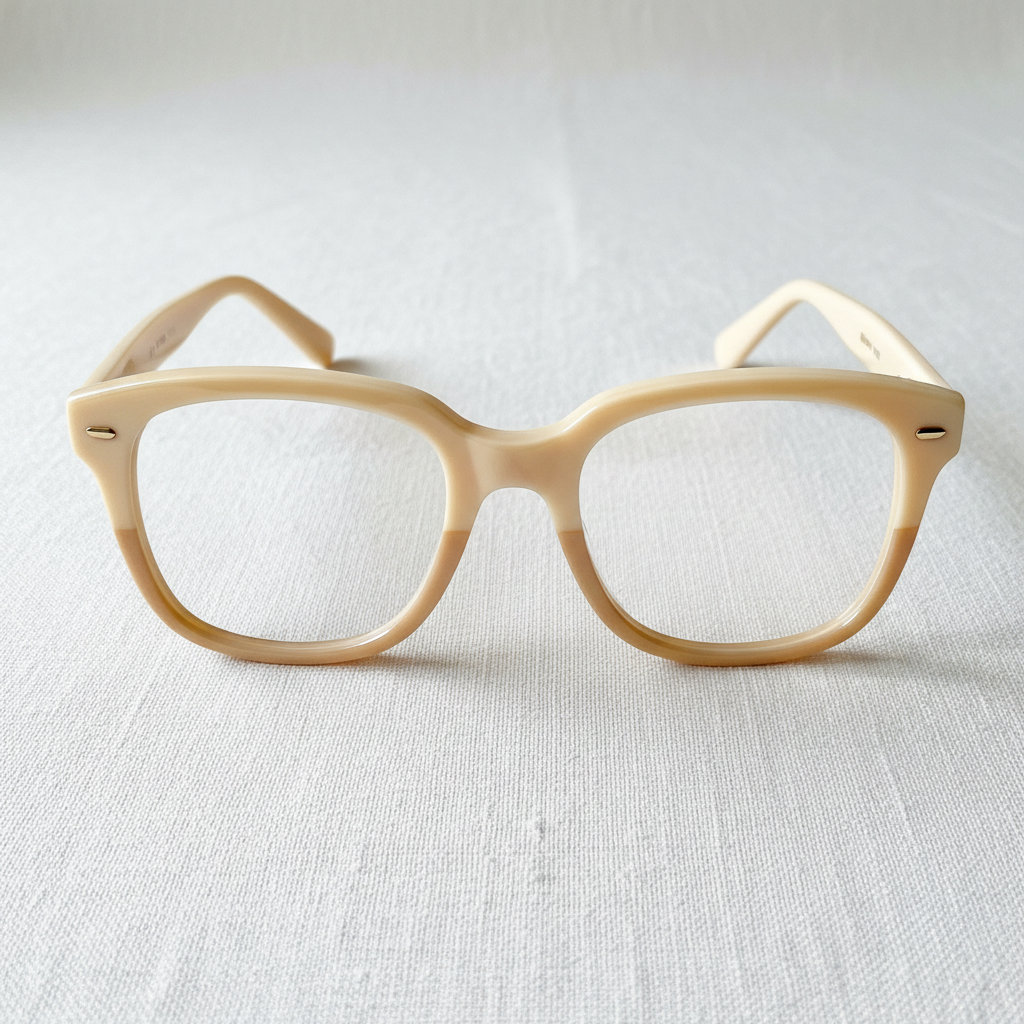 Ivory and sand acetate frames on white linen — the Portofino style