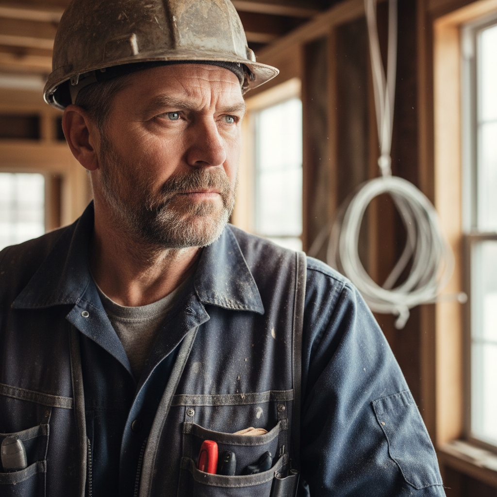 Jerome Watkins, interior foreman, focused portrait