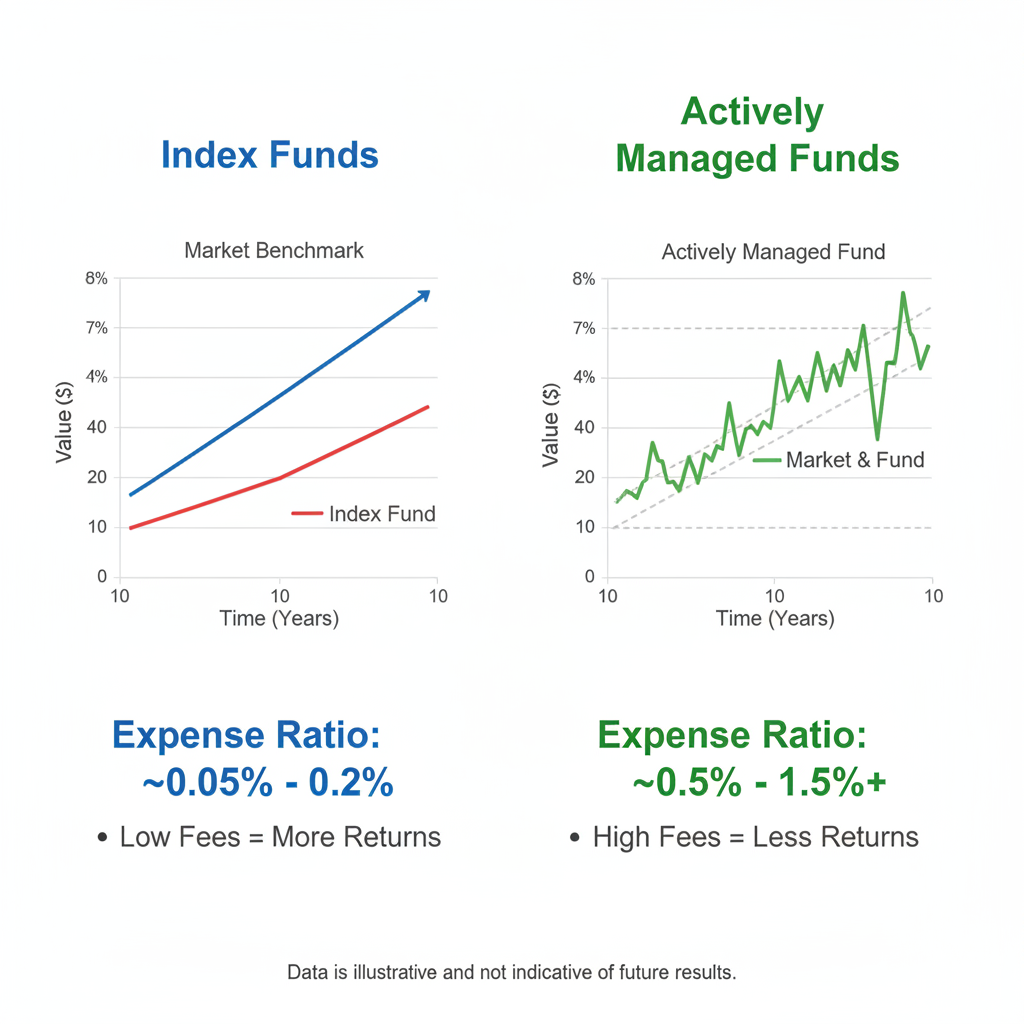 ETF vs index fund comparison showing liquidity cost and tax efficiency differences