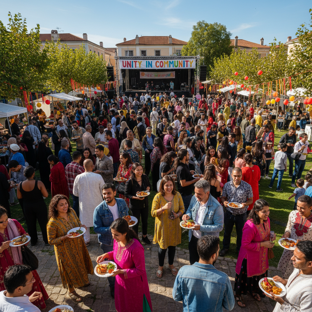 Community members gathering and celebrating together