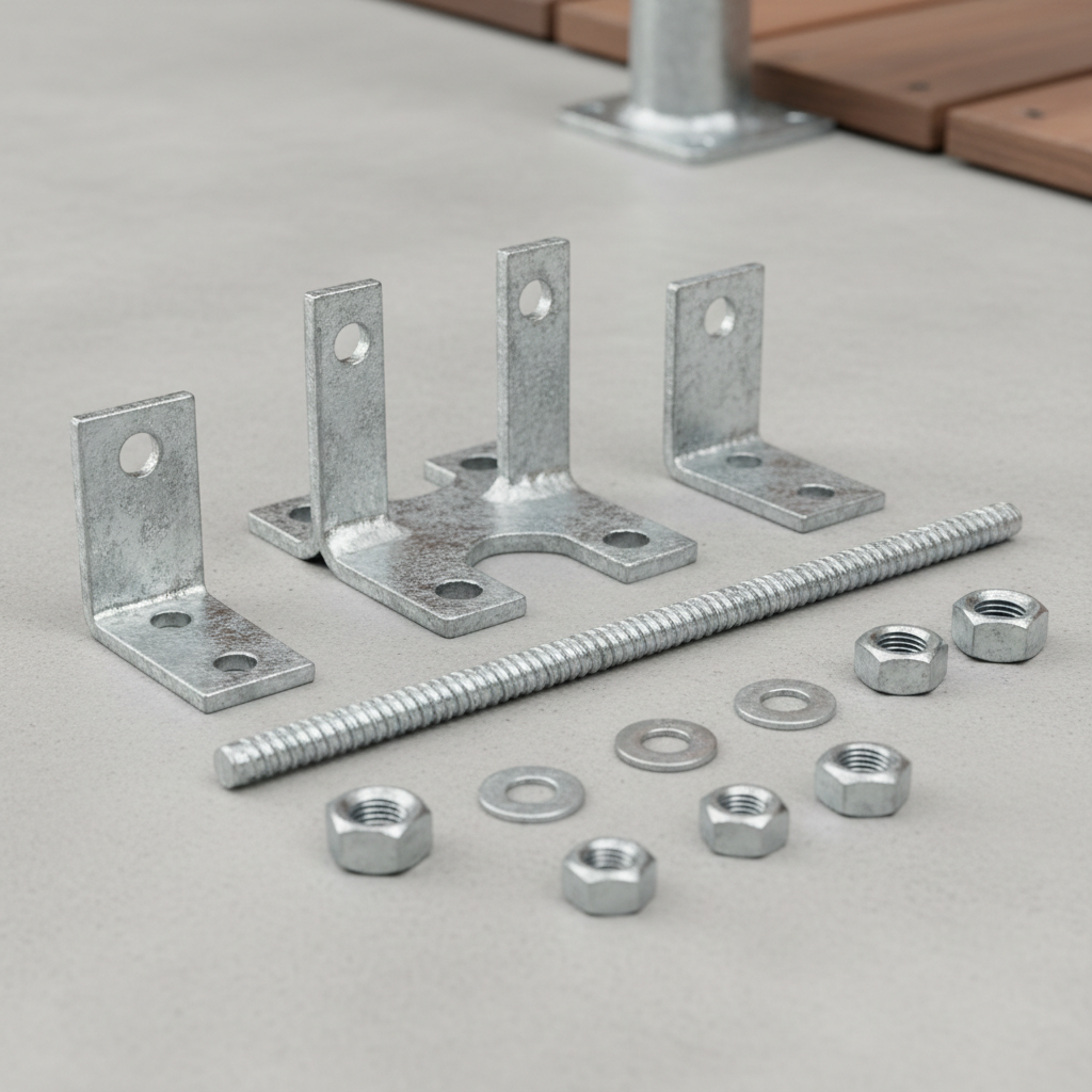 Hot-dip galvanized post anchor retrofit kit for existing decks