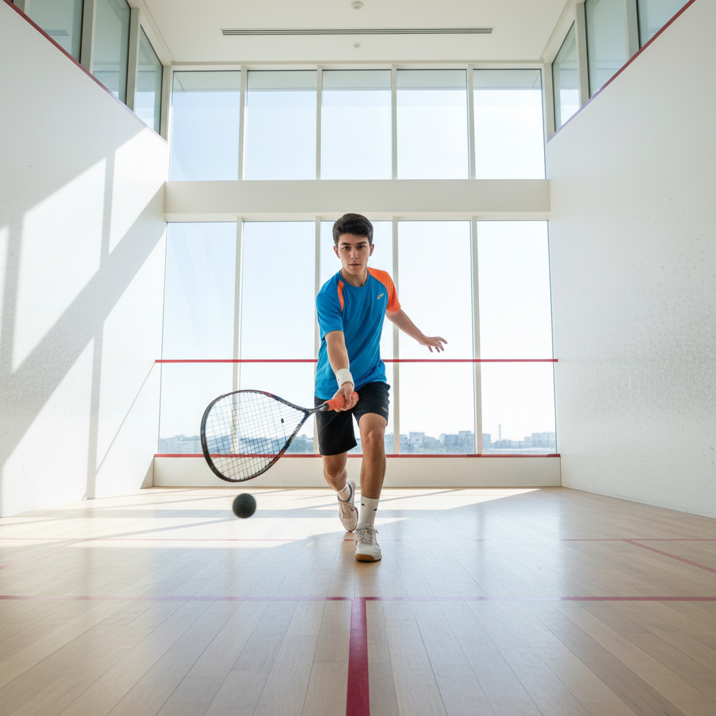 SquashPro seller profile photo, man in squash court attire