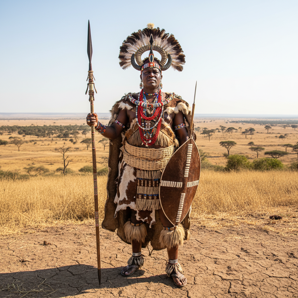 King MisuZulu kaZwelithini, King of the Zulu Nation, in traditional royal regalia