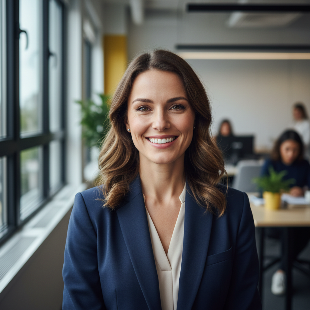 Priya Sharma, Head of Engineering, professional headshot with warm office background