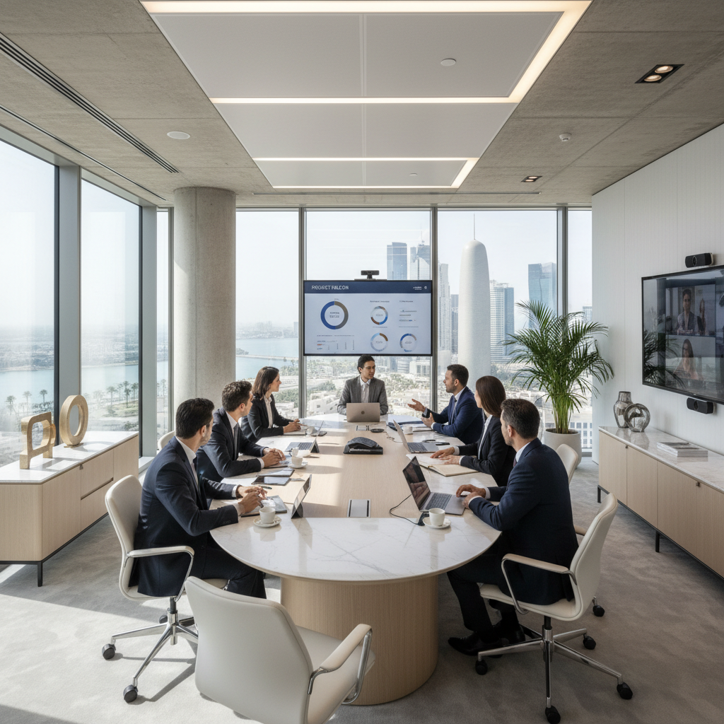 Fornax Global professional team meeting in Doha Qatar office boardroom