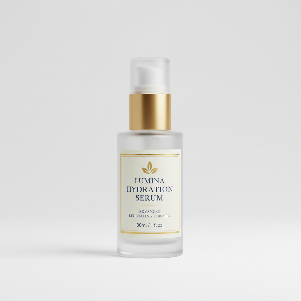 Boring white background product shot with generic serif font