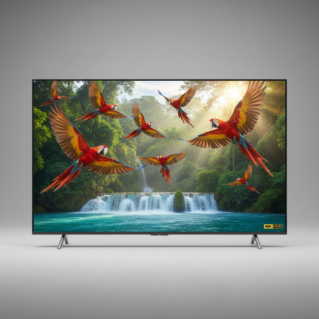 Close-up of Samsung TV screen showing vibrant 4K content
