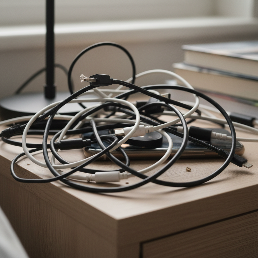 Organized cables with colorful cable clips