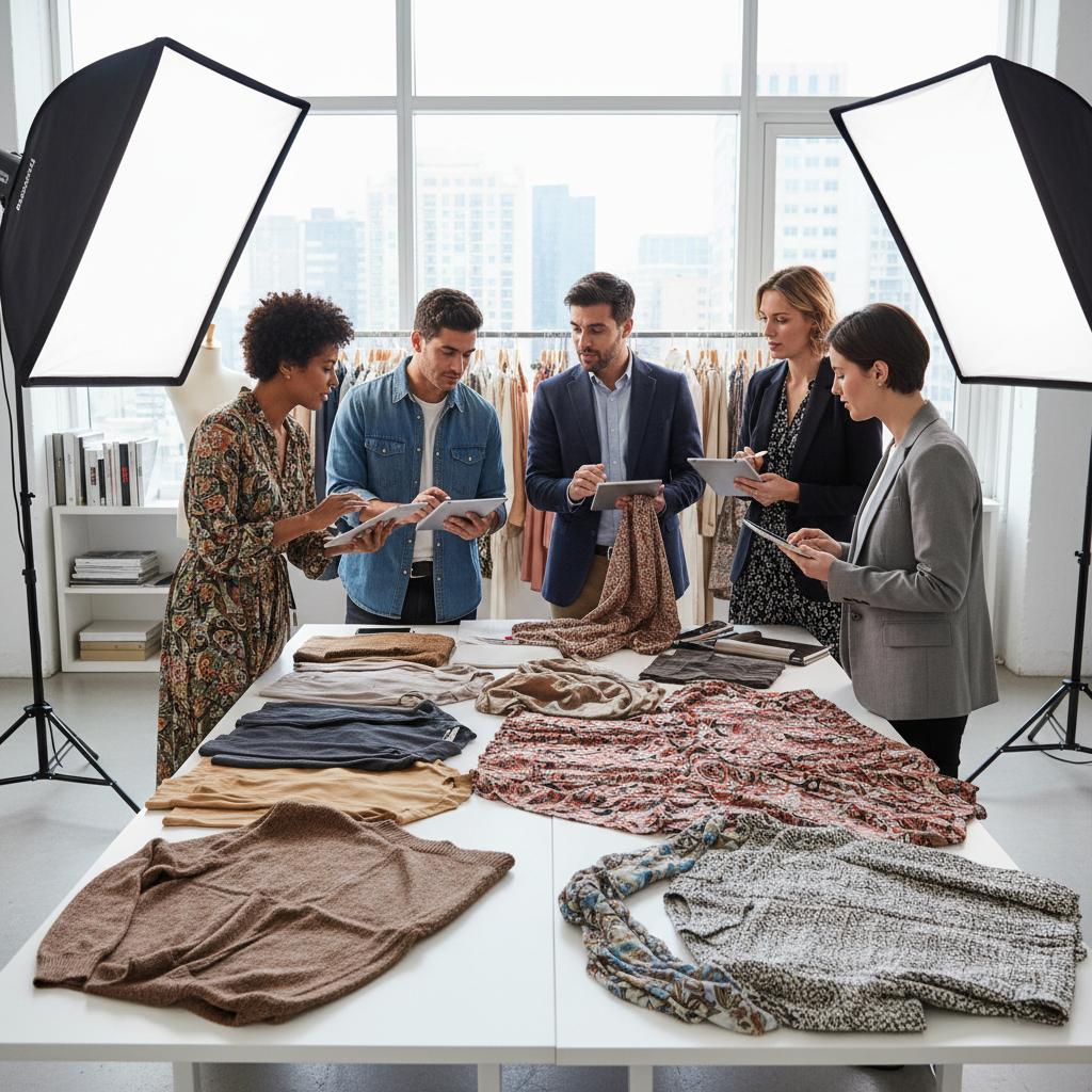 Supply chain manager reviewing product samples with factory representatives in India