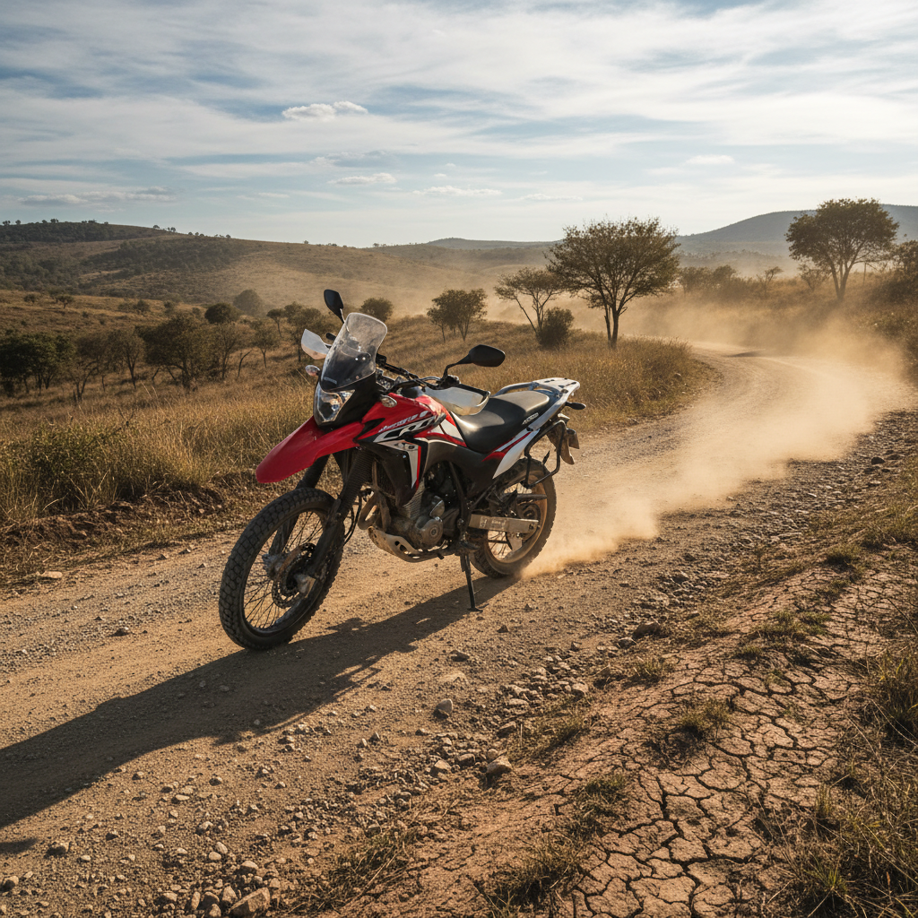Honda XRE300 en camino de tierra