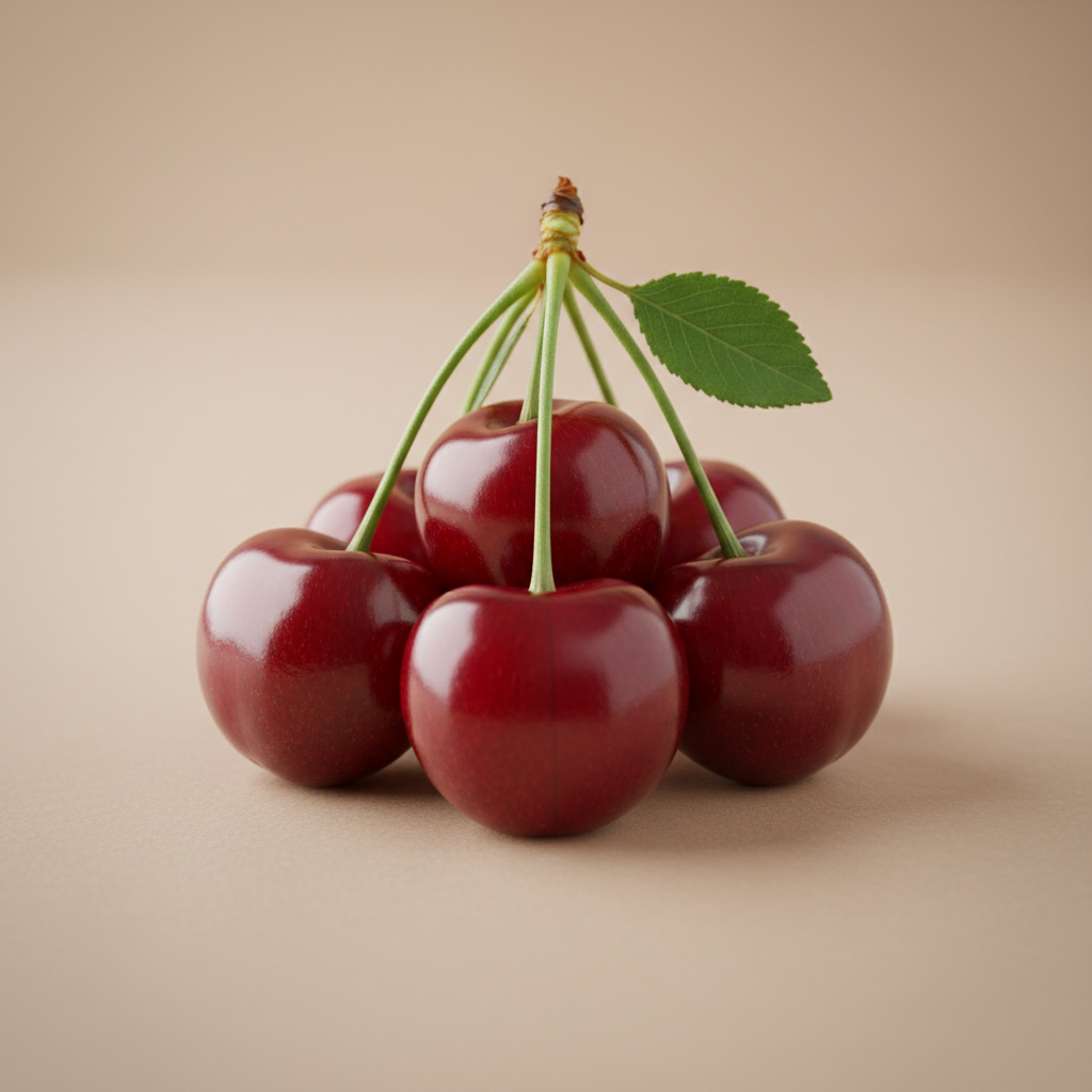Fresh dark red cherries from Afghanistan, Iran and Turkey orchards with stems attached