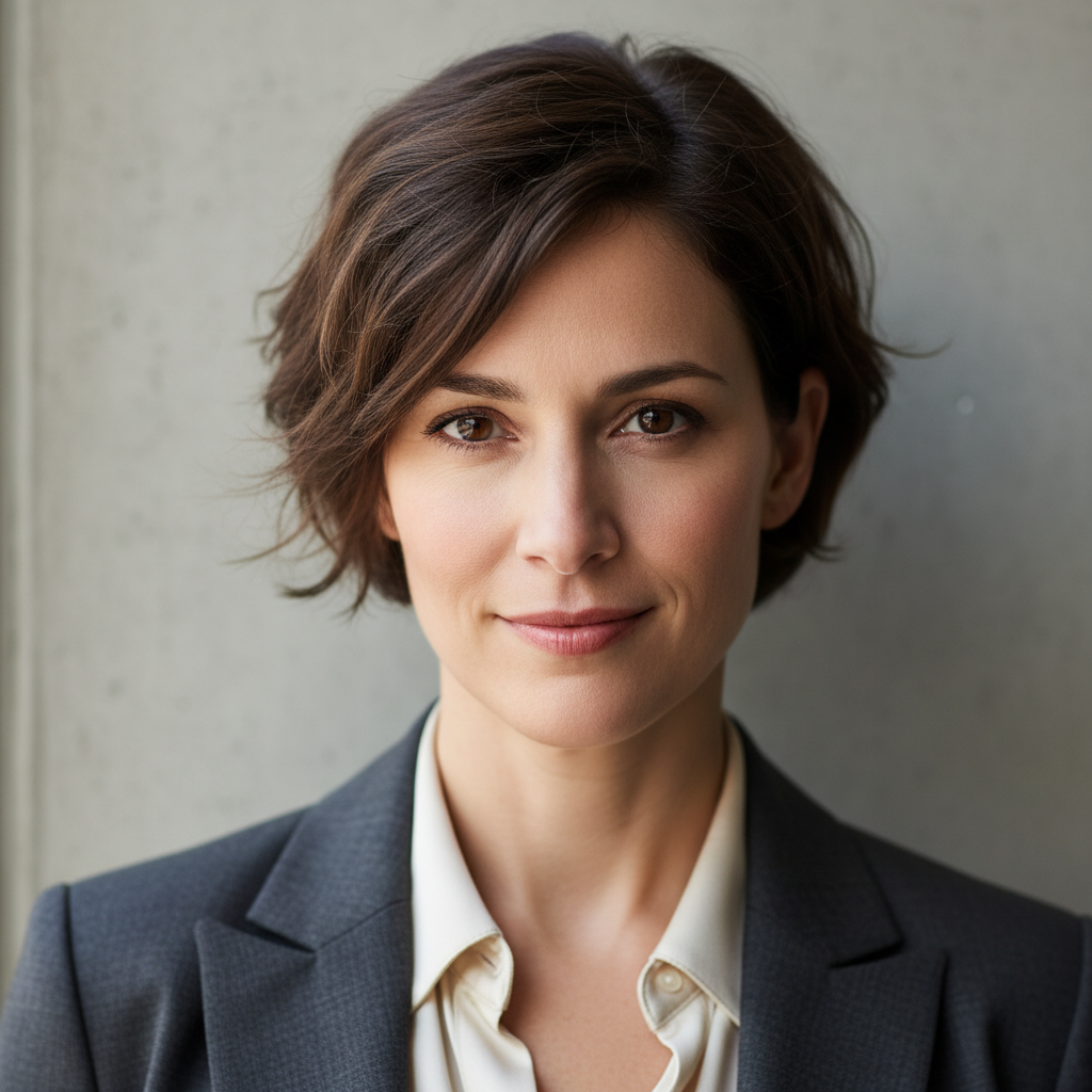 Dr. Meredith Calloway, licensed clinical social worker with short brown hair and professional attire