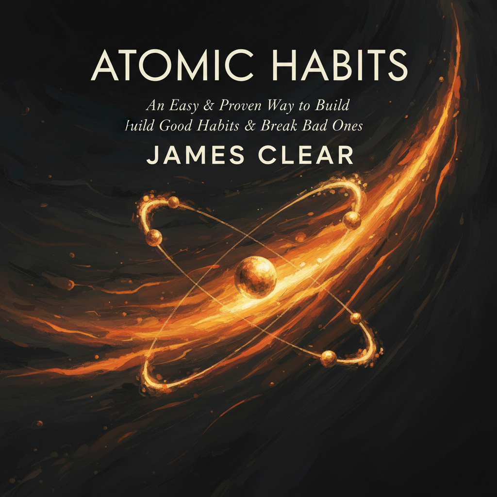 Abstract dark background with warm tones for Atomic Habits hero