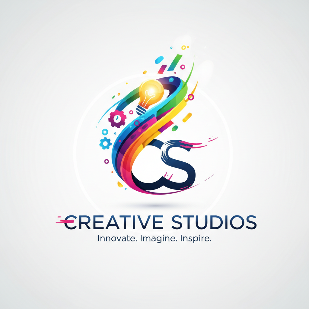 Person working at creative studio with colorful lights
