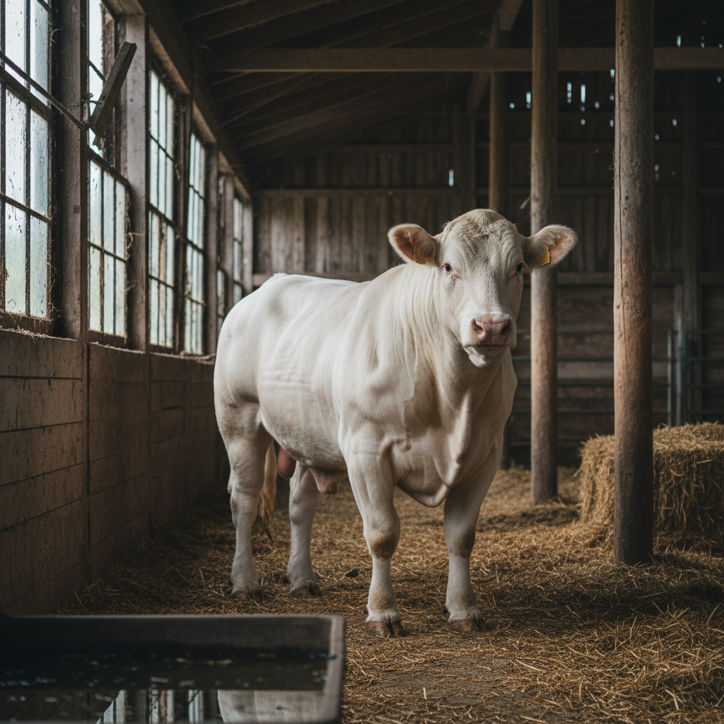 Friesian dairy bulls in barn