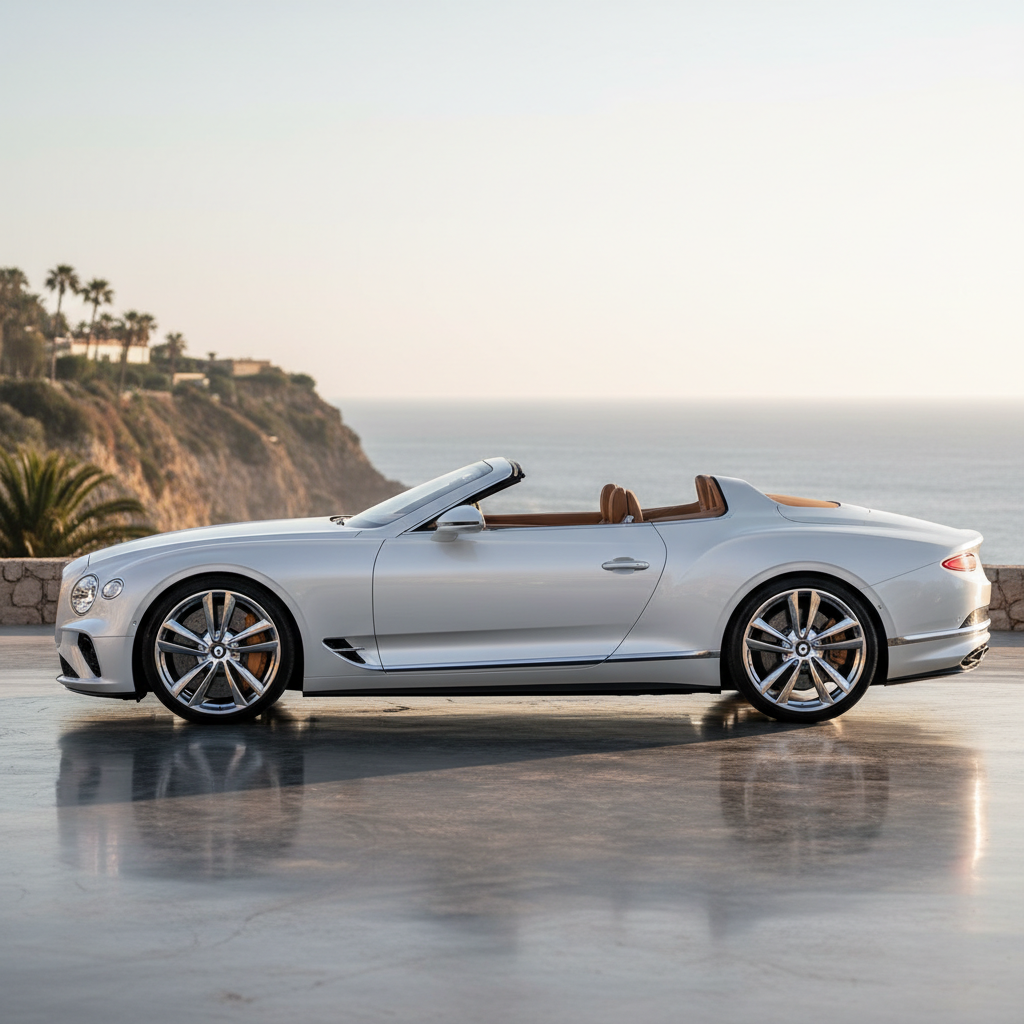 Bentley Bacalar 2023 in White, ultra-exclusive barchetta roadster side profile, hand-crafted luxury
