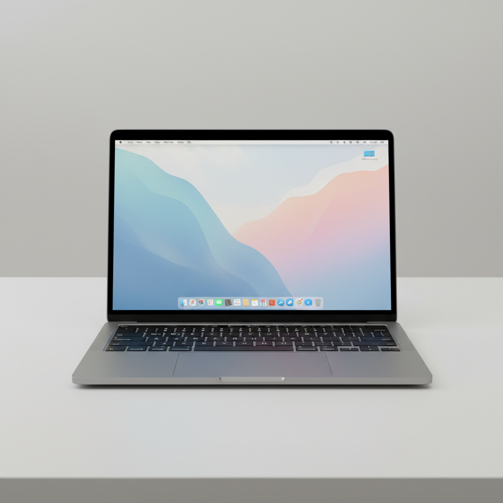 Apple MacBook Air M3 laptop in midnight color on a white desk