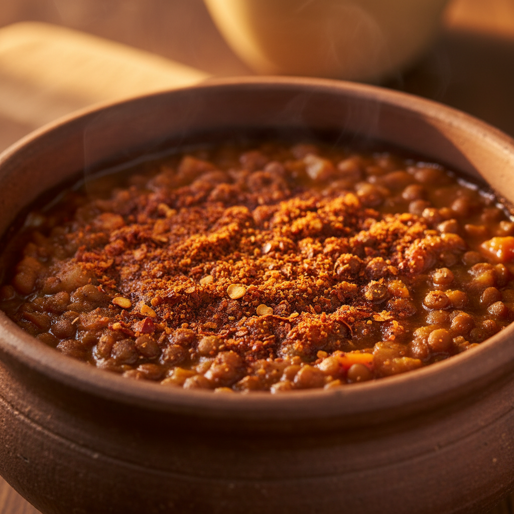 Slow-cooked lamb tagine in a clay pot with whole spices visible