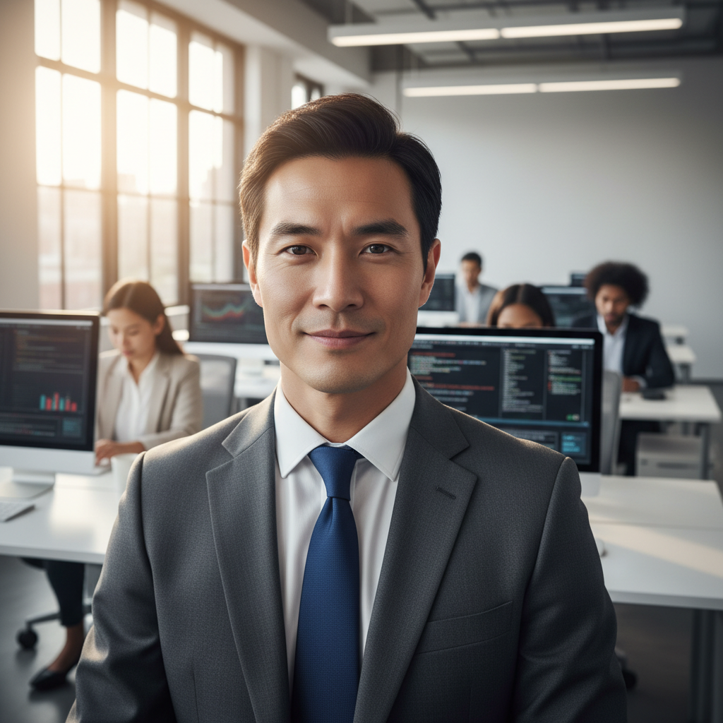 Portrait of David Park, satisfied tech entrepreneur client