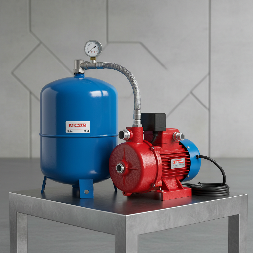 Pedrollo hydrophore unit with 50-litre pressure tank and pump assembly