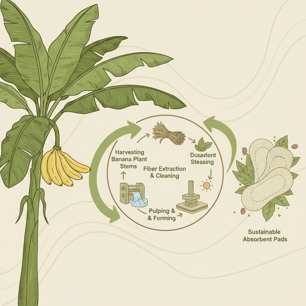 Banana plant fiber extracted from banana stem, sustainable natural textile fiber