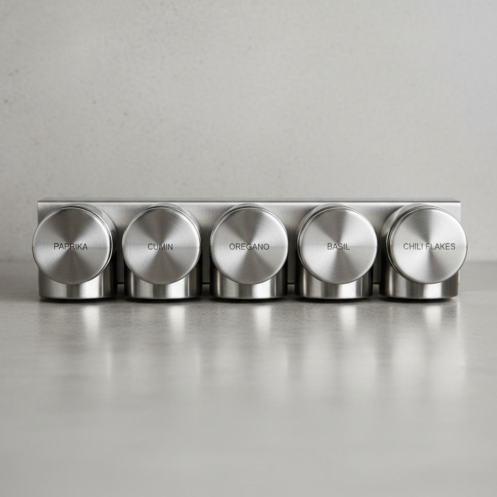 Stainless steel spice rack with 12 jars and rotating stand