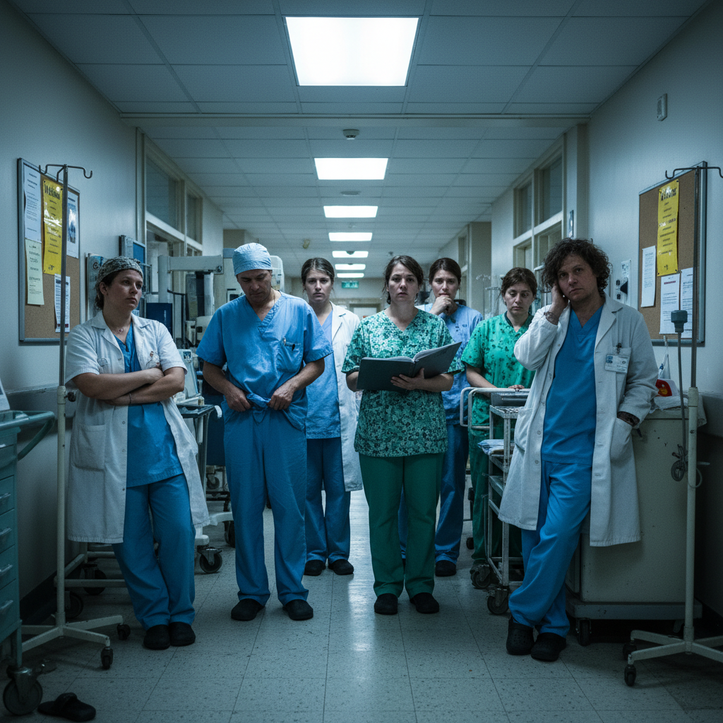 Healthcare professional in clinic hallway