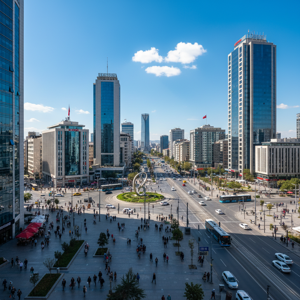 Ankara şehir manzarası, Kızılay meydanı, modern binalar
