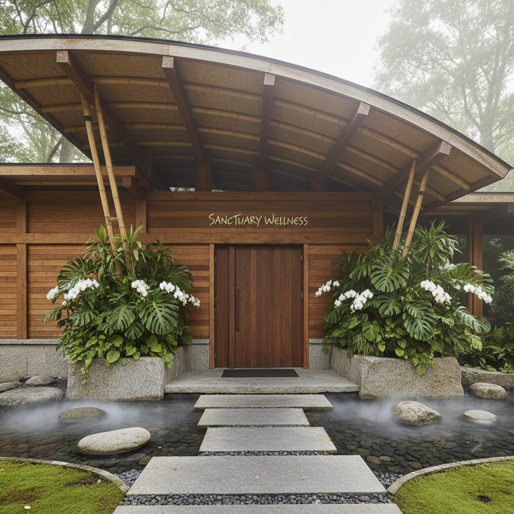 Wellness-focused lodge with relaxing atmosphere, natural decor, and hospitality-oriented spaces