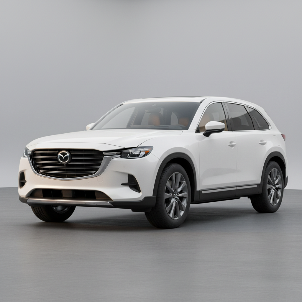 CX-90 standard press photo three-quarter front view in Rhodium White