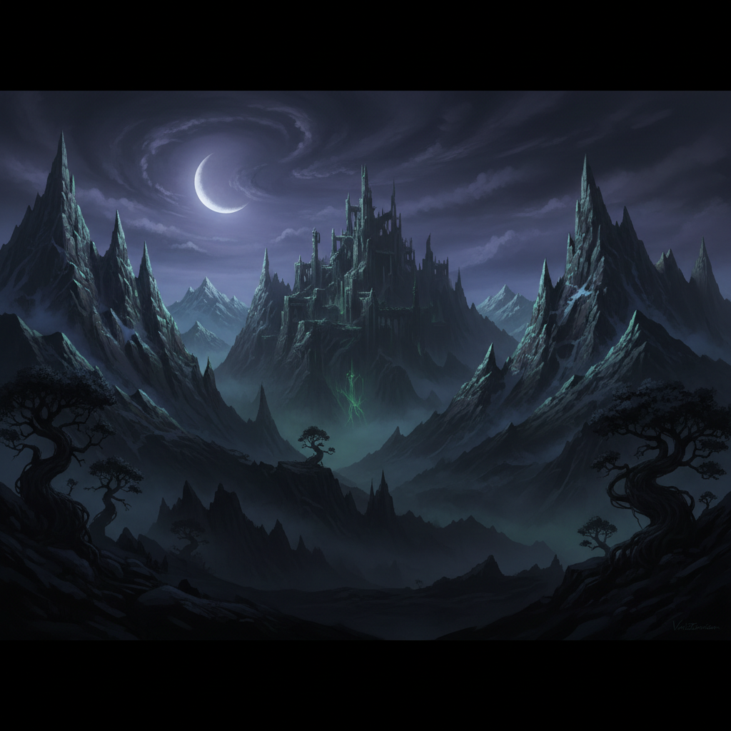 Dark gothic landscape for horror film