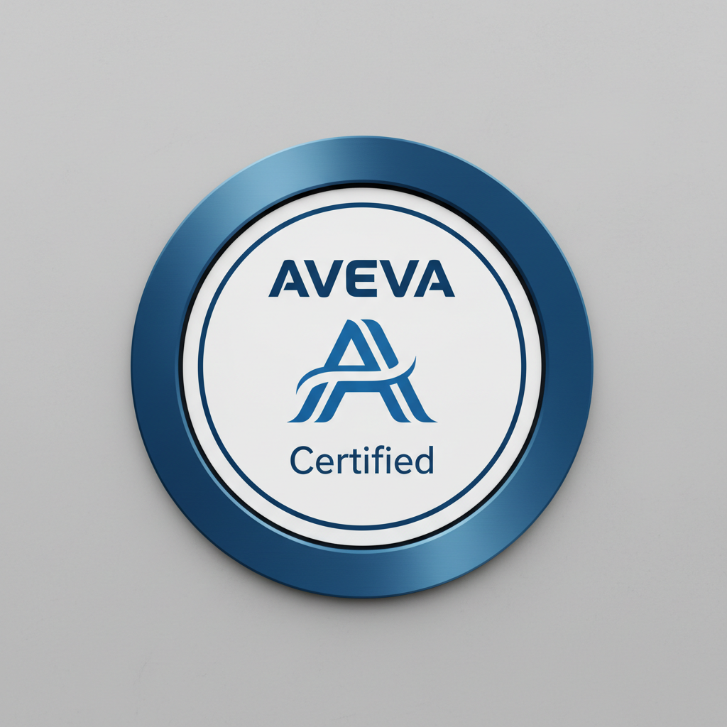 AVEVA certification badge with blue and white design