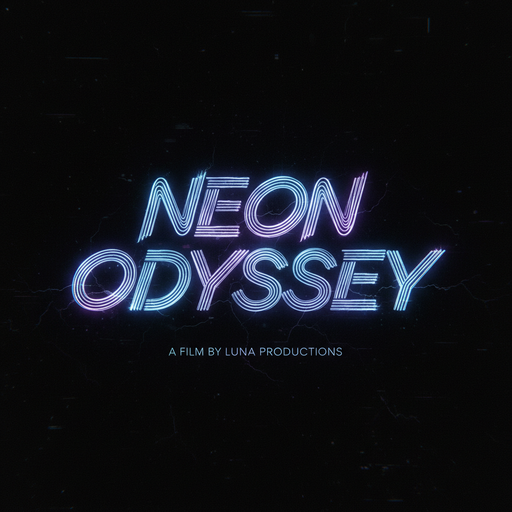 Film title sequence typography glowing on dark screen