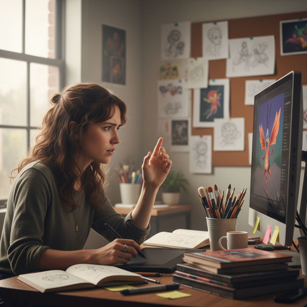 Creative person with artistic expression as animation analysis creator