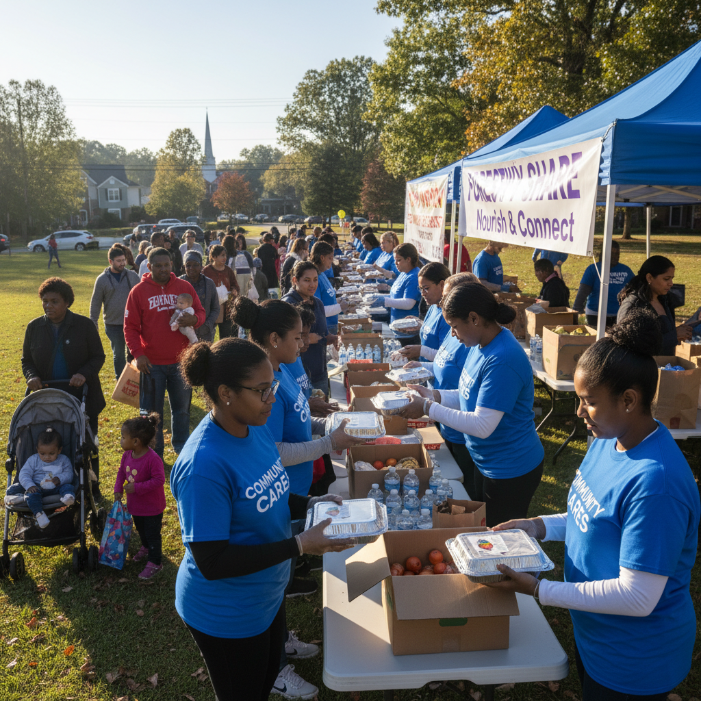 Saturday meal distribution at Forest Pkwy Atlanta with volunteers serving families