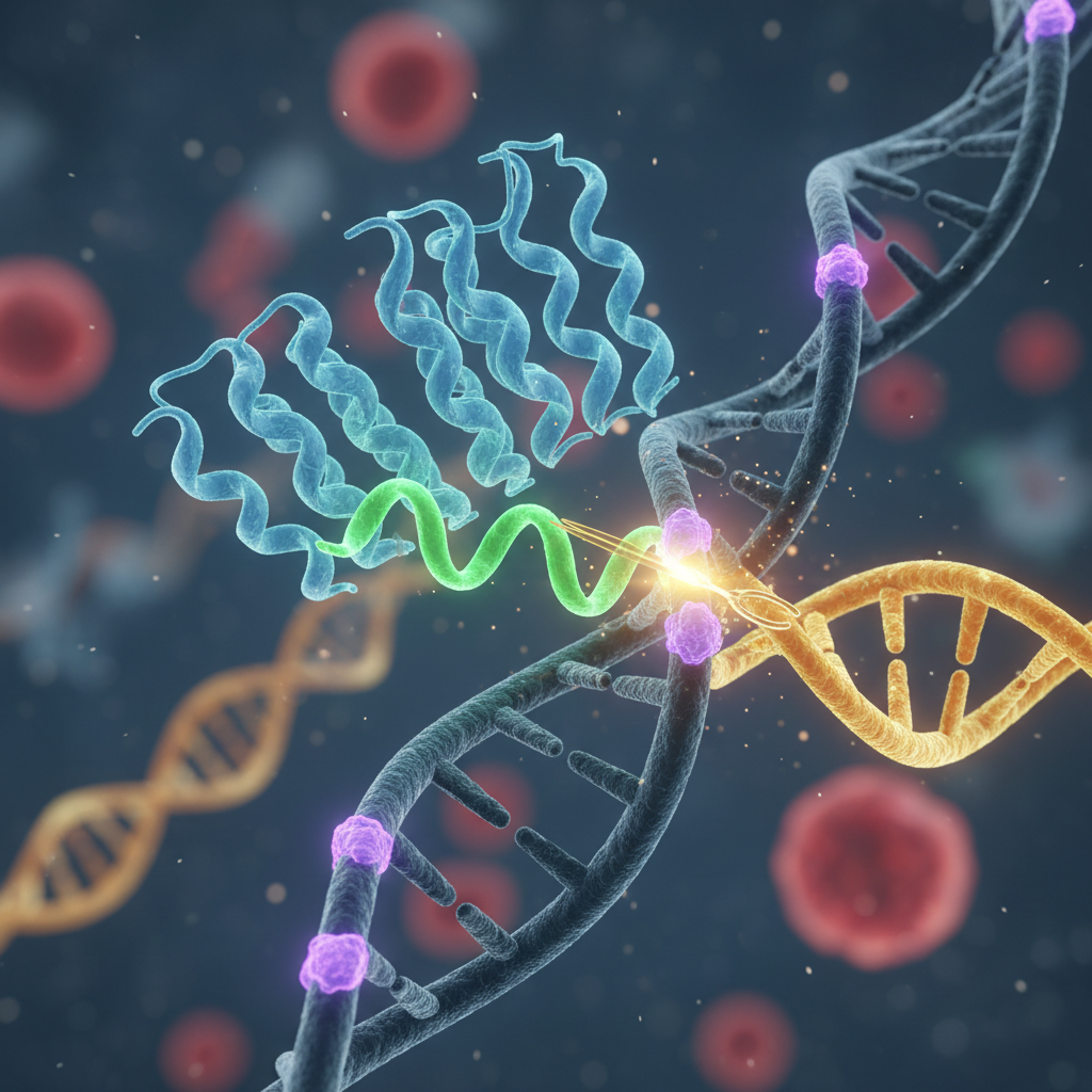 Genomics research: scientist examining samples in pharmaceutical laboratory with advanced equipment