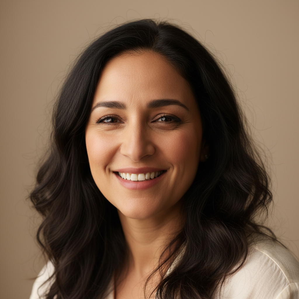 Leila, a Middle Eastern woman marketing professional, professional headshot