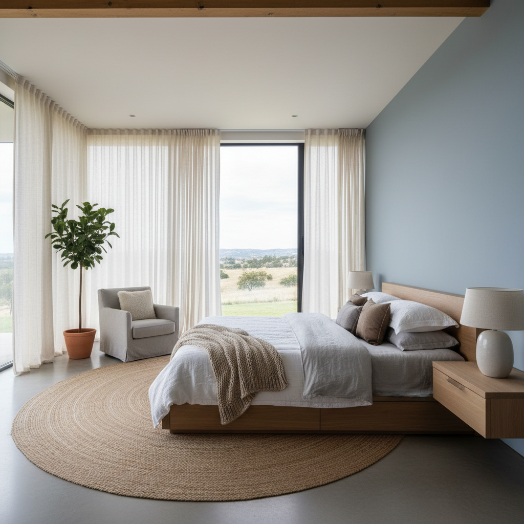Master bedroom with large windows and soft natural light in a manufactured home