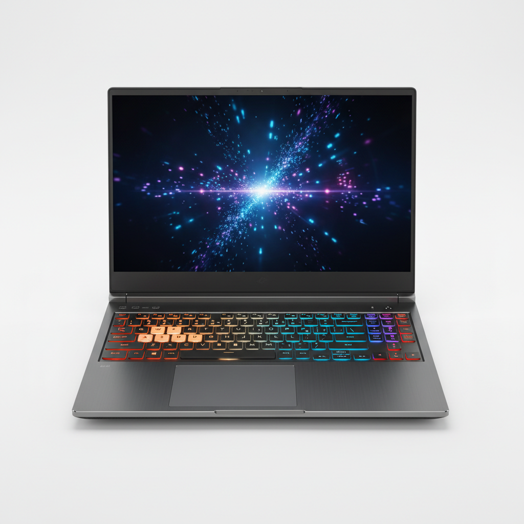 HP gaming laptop with colorful screen
