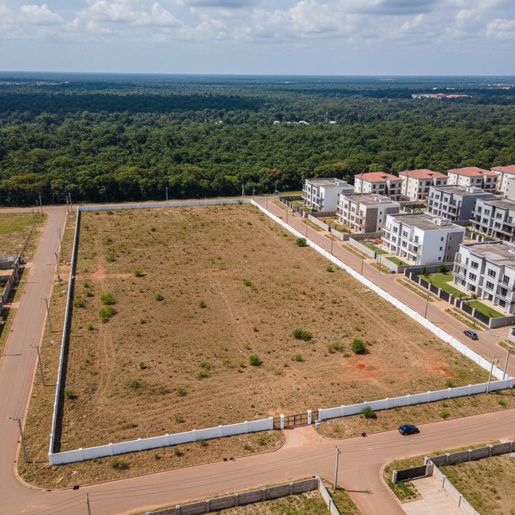 Terrain plat et viabilisé en zone résidentielle avec bornes délimitées