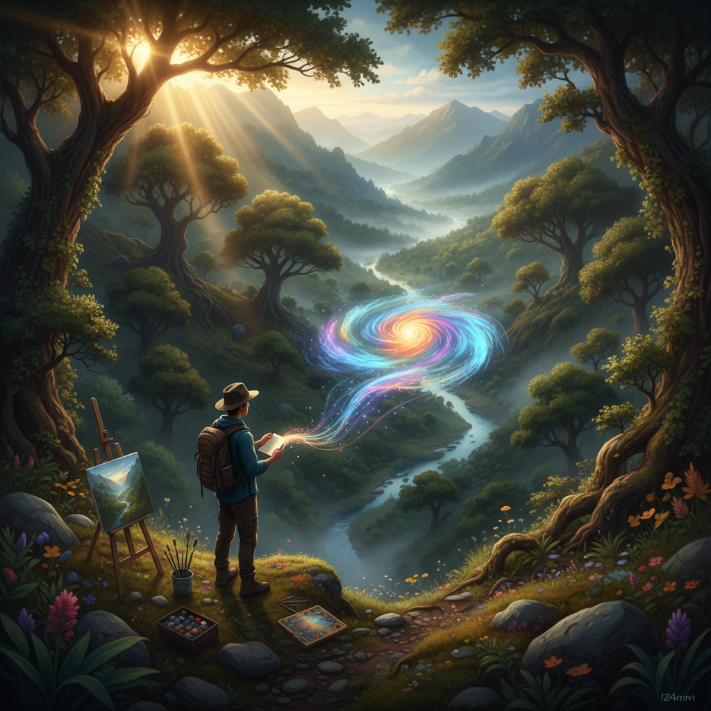 Photography equipment and landscape showcasing Isaac's creative side