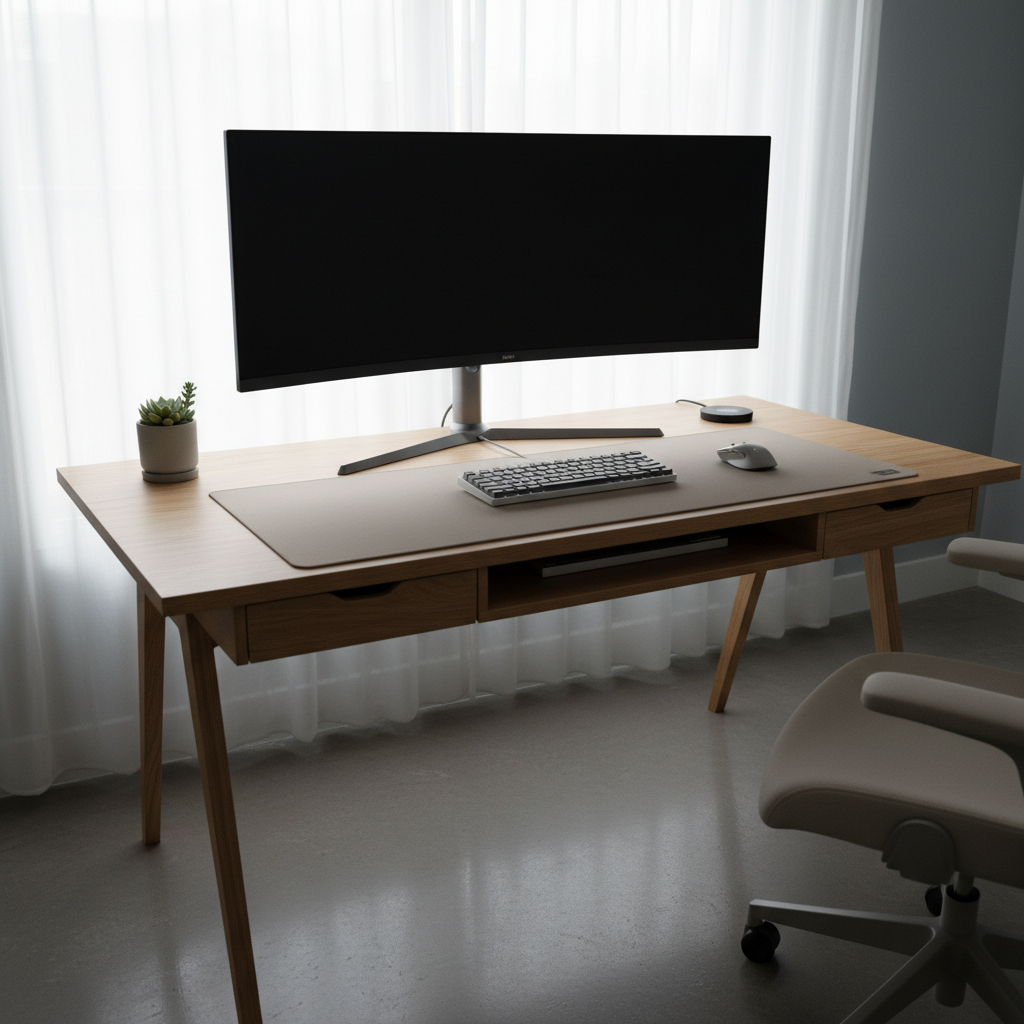 Plain minimal desk setup with no personality or decoration