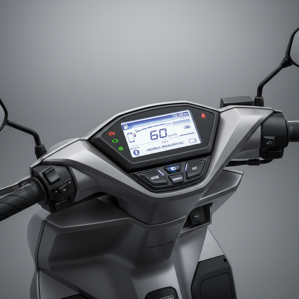 PCX160 detail shot of smart dashboard and connectivity features