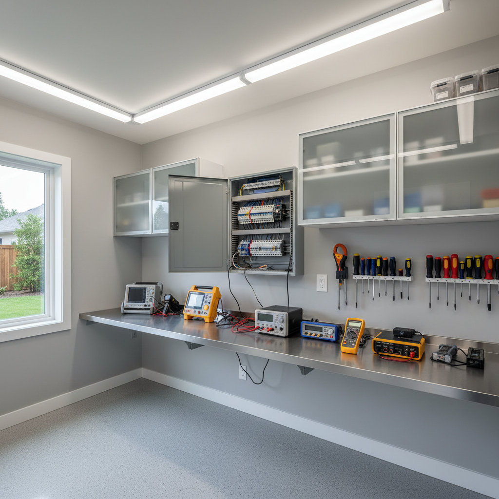 Modern electrical panel installation with organized wiring and professional finish in a luxury residential building
