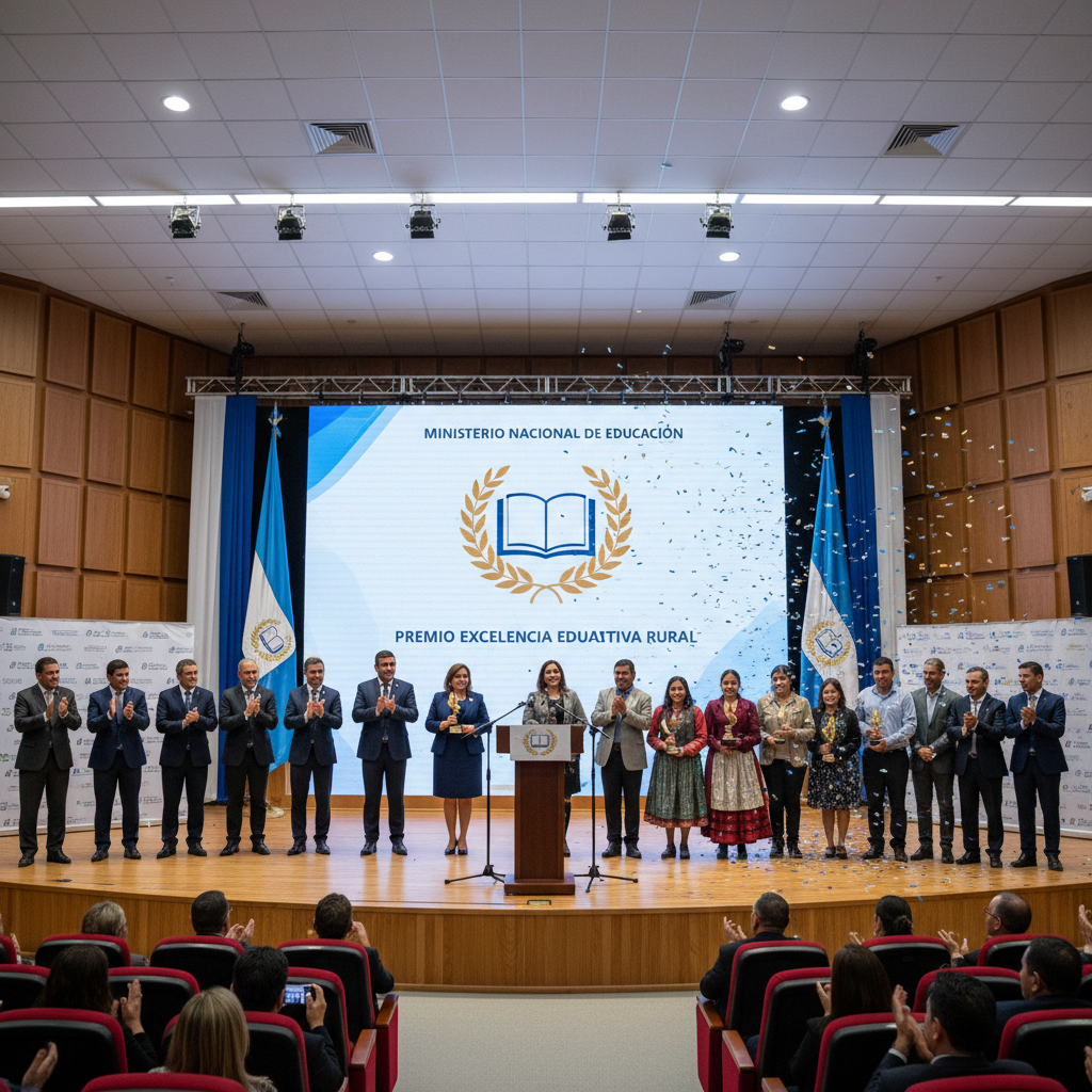 Academic excellence award ceremony with students and professors