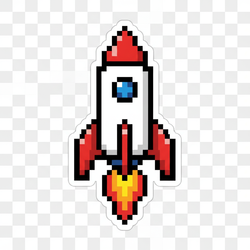 Retro Space Marine - Karakter space marine dalam style pixel art retro dengan armor futuristik dan laser gun dalam aesthetic 8-bit vibrant