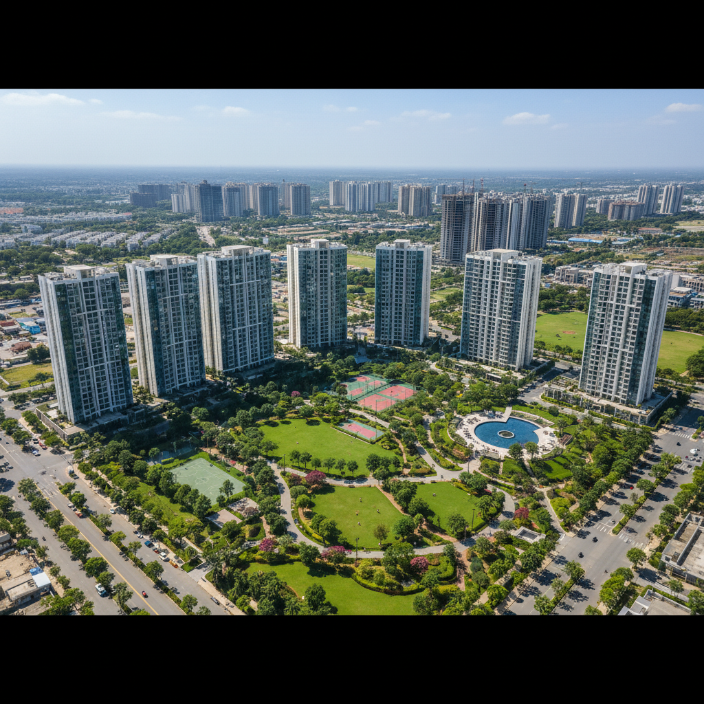 Integrated township with multiple towers, clubhouse and retail in Mumbai MMR at Lodha Palava
